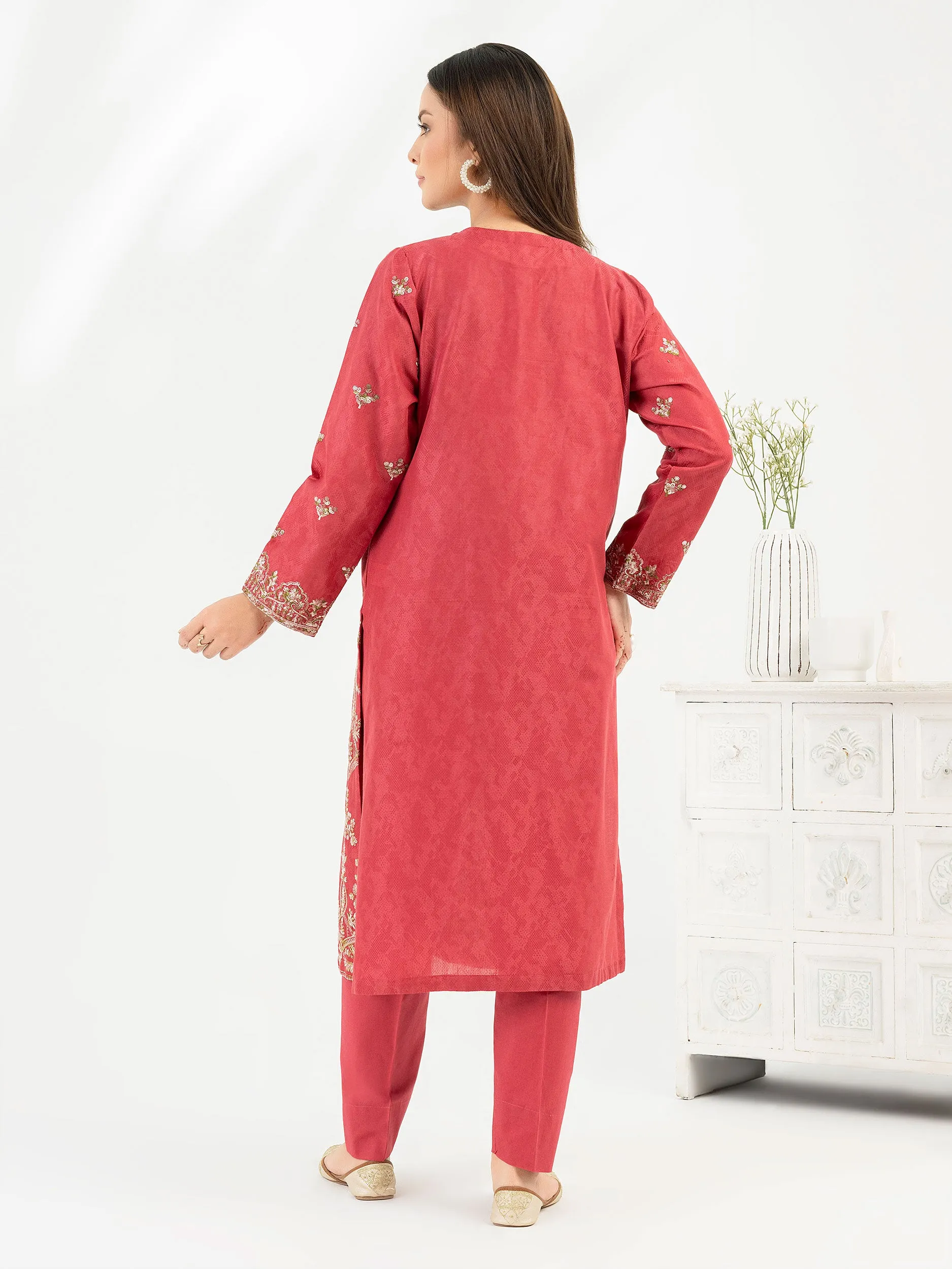 2 Piece Jacquard Suit-Embroidered (Pret)