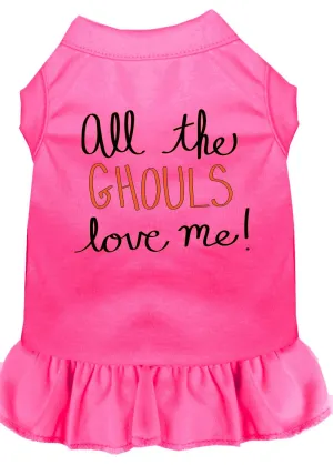 All The Ghouls Screen Print Dog Dress Bright Pink Sm (10)