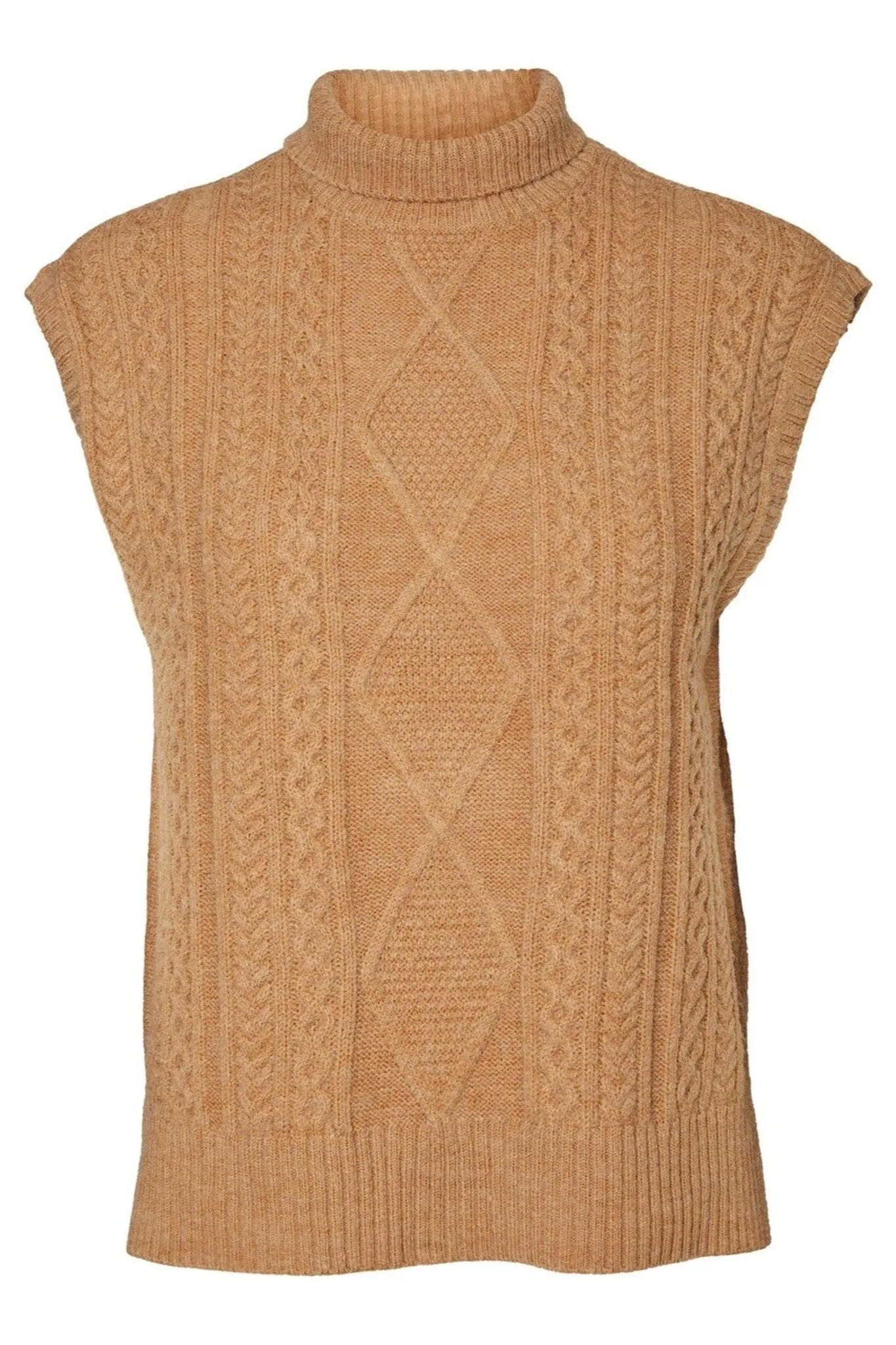 Amina High Neck Vest - Tan