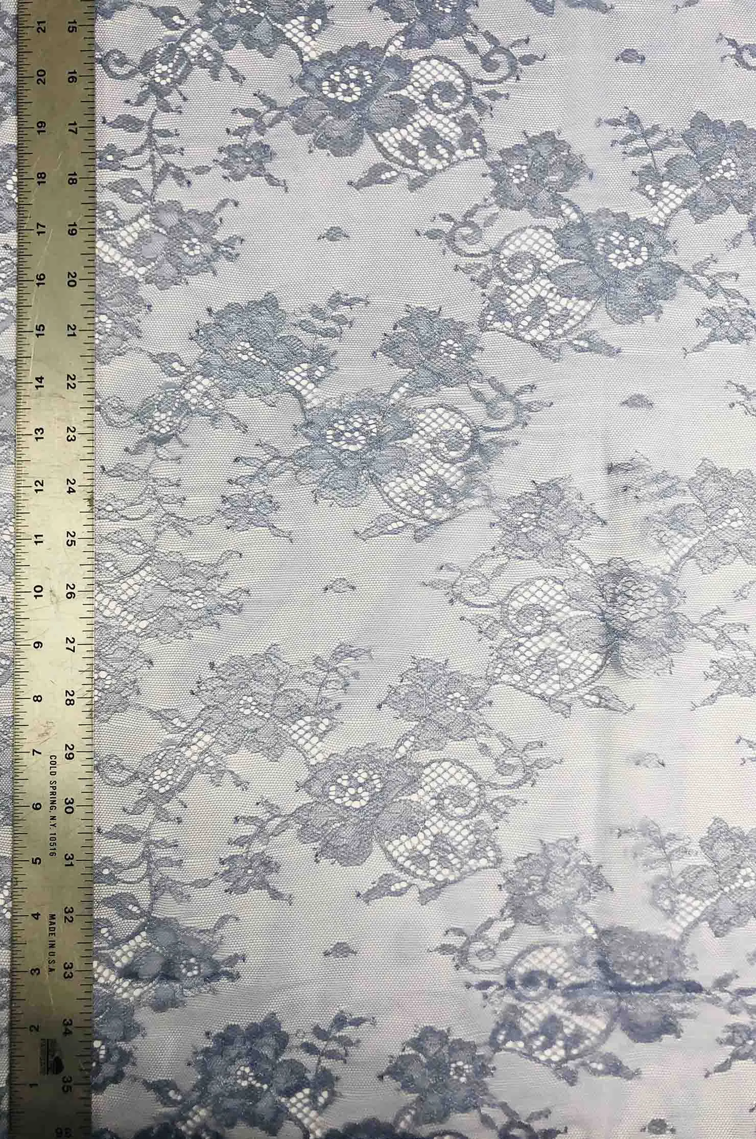 Aqua Blue/ Metallic Silver French Plain Lace FLP-001/16 Fabric