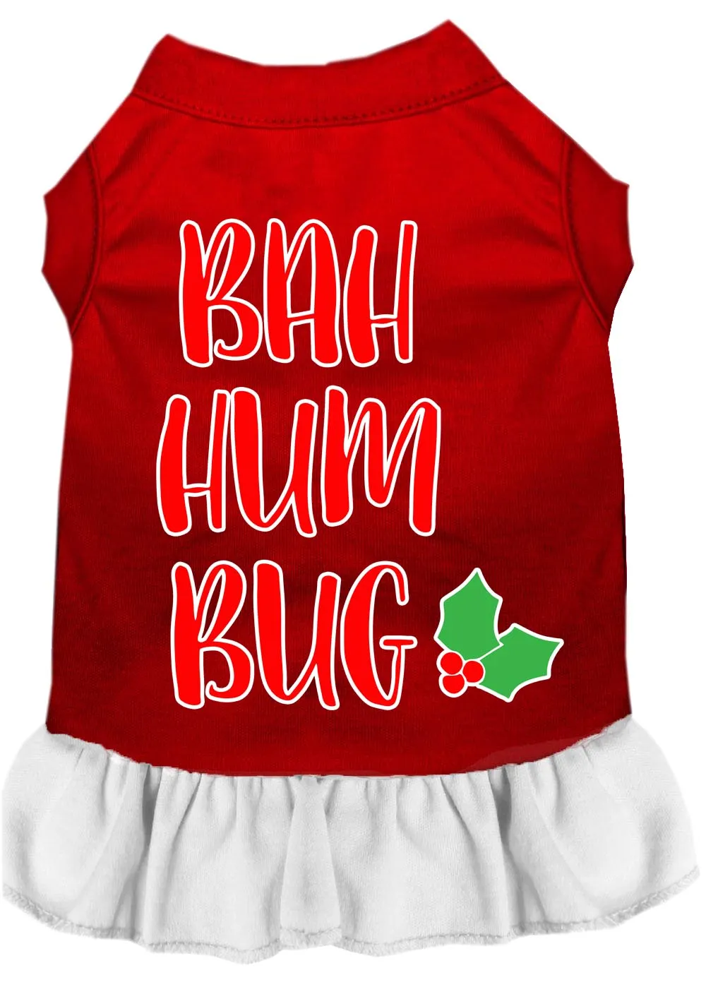 Bah Humbug Screen Print Dog Dress Red With White Xl