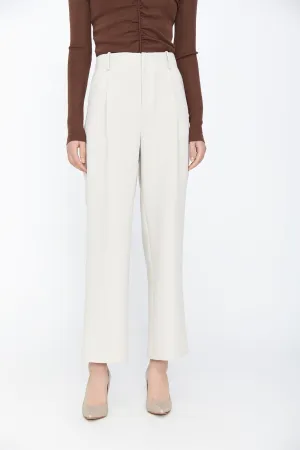 Beige Straight Leg Suits Pants