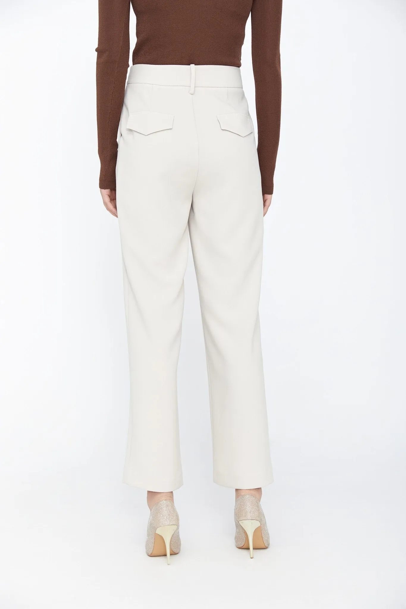 Beige Straight Leg Suits Pants