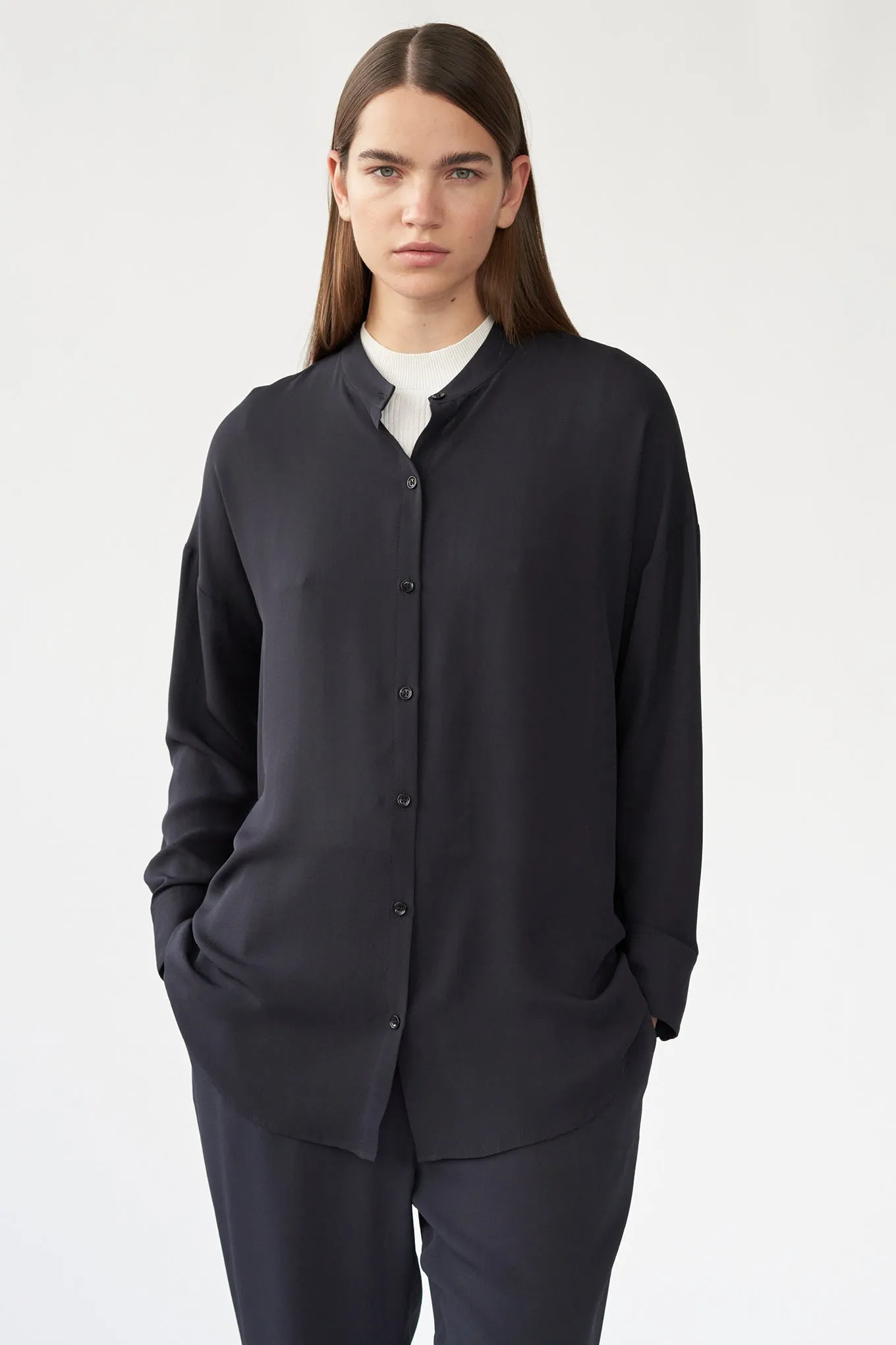 BETSY SHIRT - DARK NAVY - SILK GEORGETTE