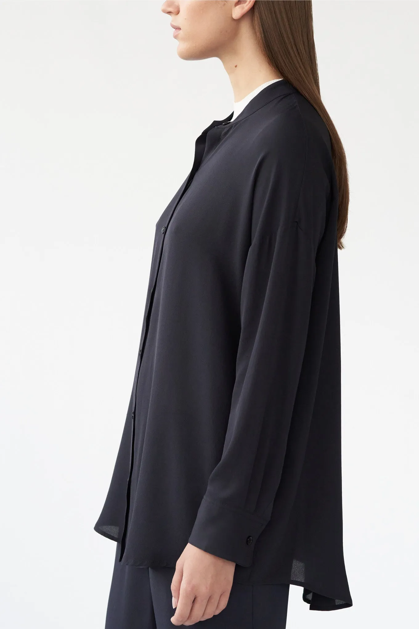 BETSY SHIRT - DARK NAVY - SILK GEORGETTE