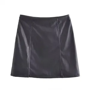 Black Faux Leather Skirt