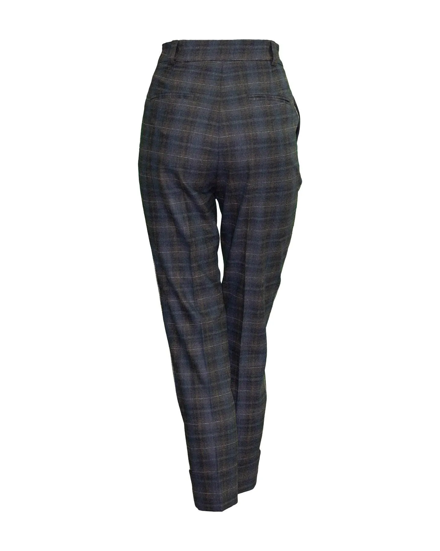 Blue Plaid Wool Pants