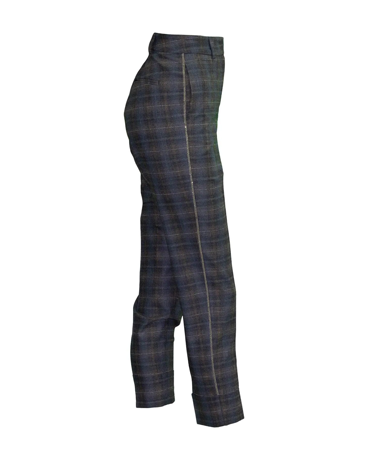 Blue Plaid Wool Pants