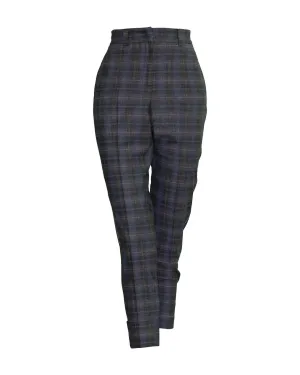 Blue Plaid Wool Pants