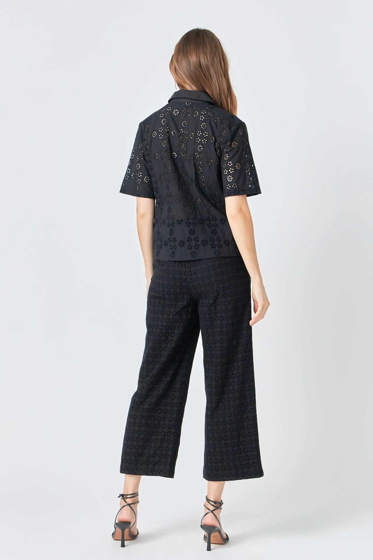 Broderie Lace Cropped Pants