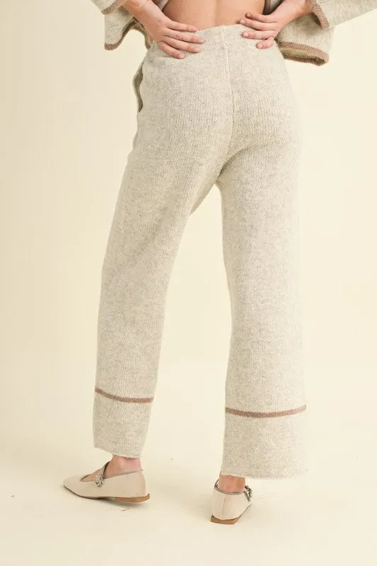 Ciara Long Sleeve Open Back Sweater Top And Pants Set Grey