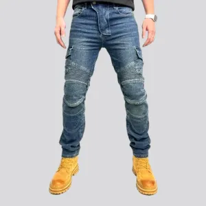 Color biker men's denim pants