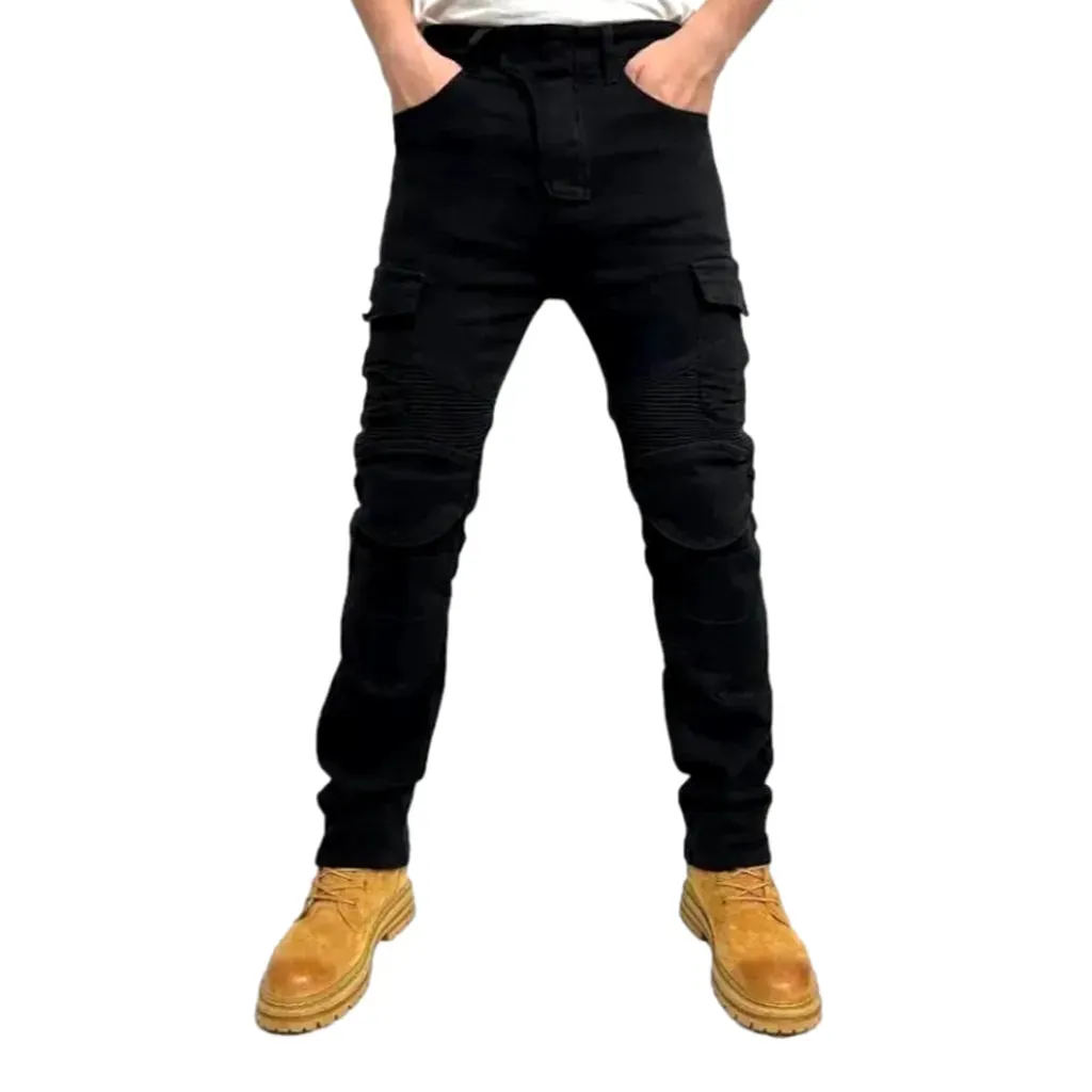 Color biker men's denim pants