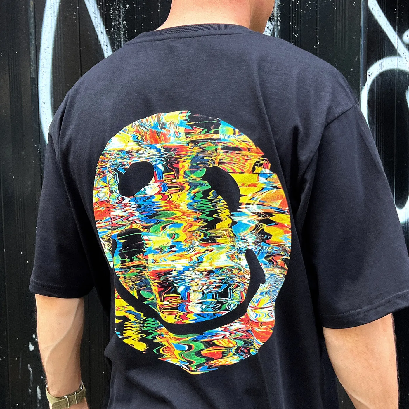 Colour Blast Back Print- Tshirt - Black