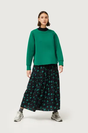 Compañia Fantastica - Green Doodle Heart Tiered Skirt