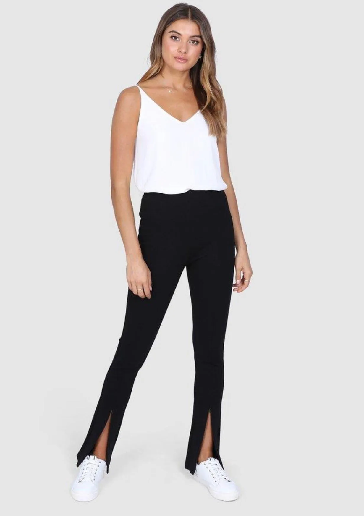 Darlo black zip split leggings