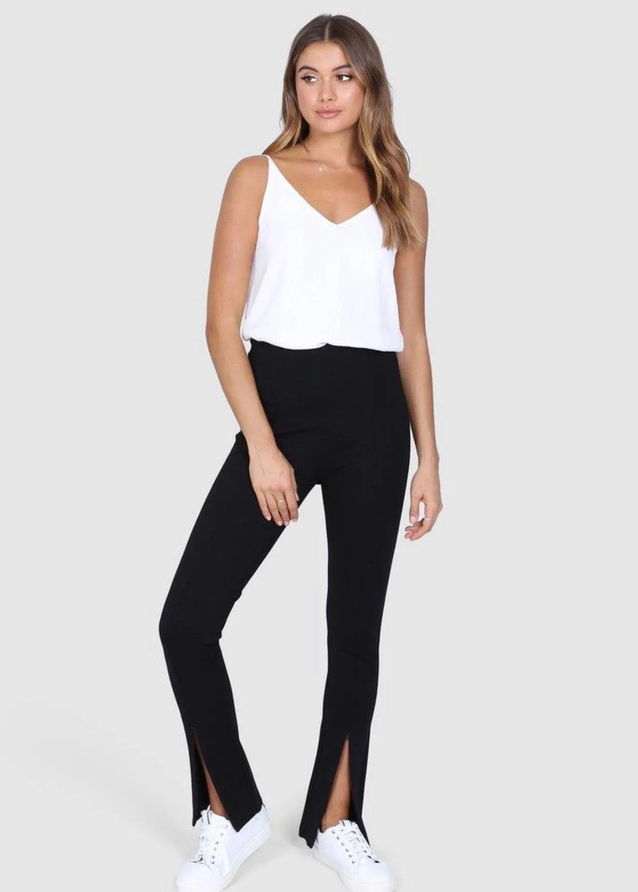 Darlo black zip split leggings