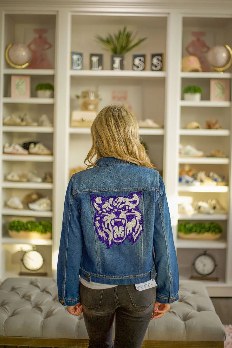 Denim Jacket with Beaded Design