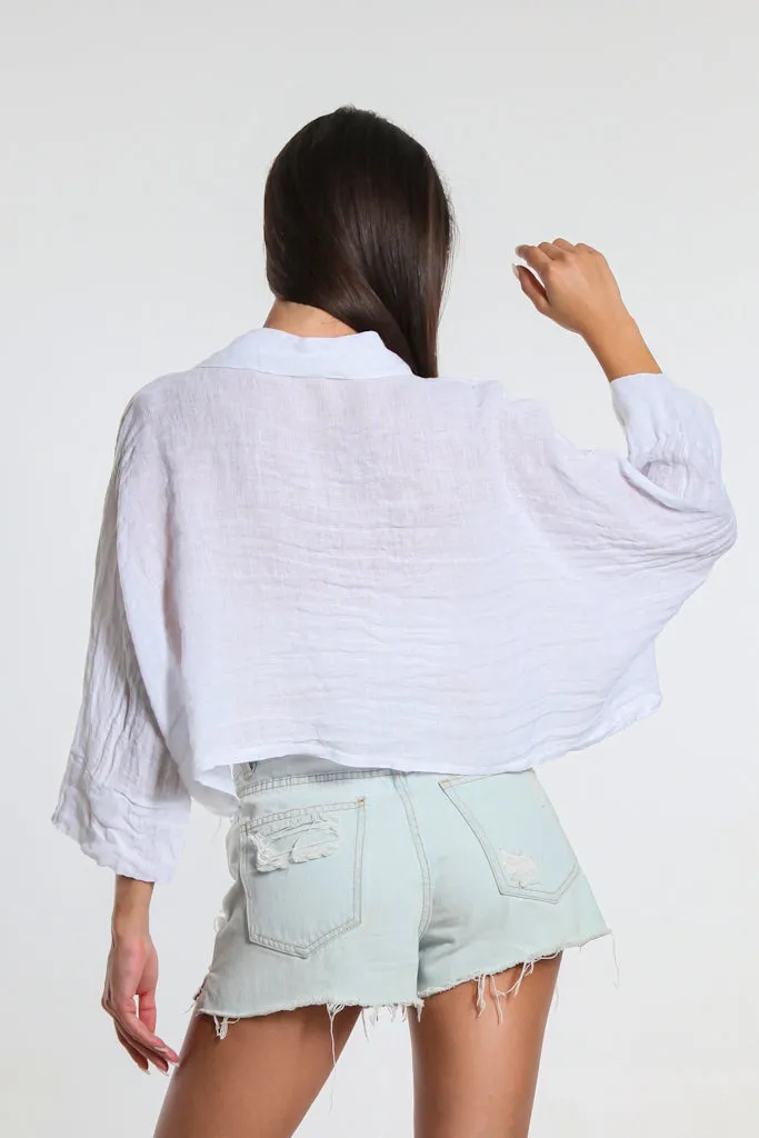 Deona Gauze Linen Crop Top (BQ177)