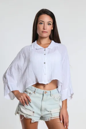 Deona Gauze Linen Crop Top (BQ177)