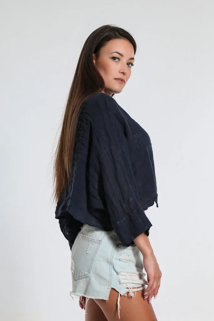 Deona Gauze Linen Crop Top (BQ177)