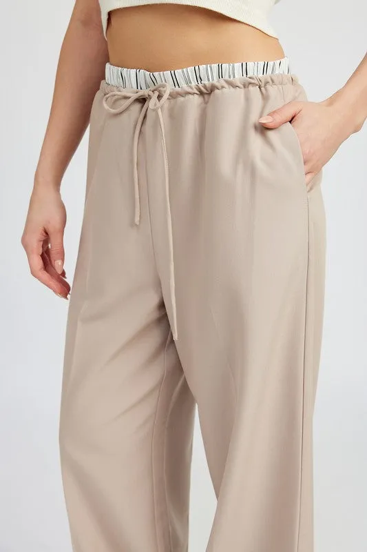 DOUBLE WAIST STREUIGHT LEG PANTS