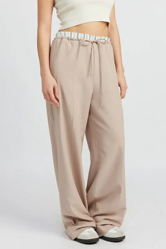 DOUBLE WAIST STREUIGHT LEG PANTS