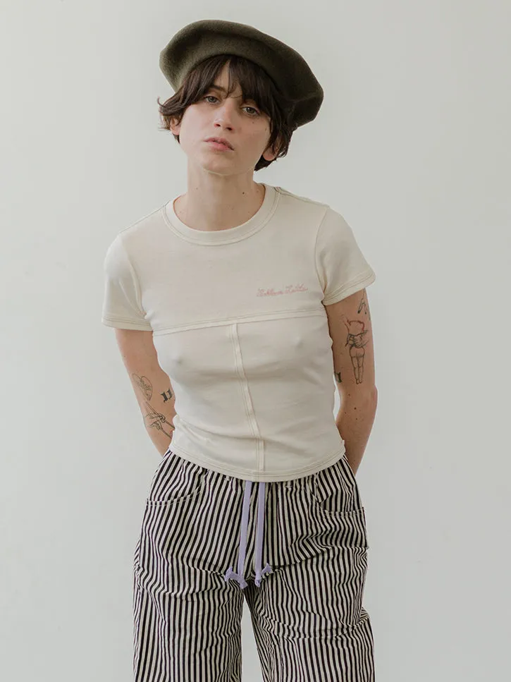 Eckhaus Latta Lapped Baby Tee, Cream