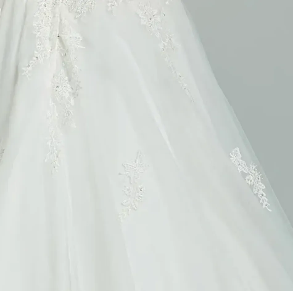 Elegant A-Line Sheer Back Bridal Gown With Appliques