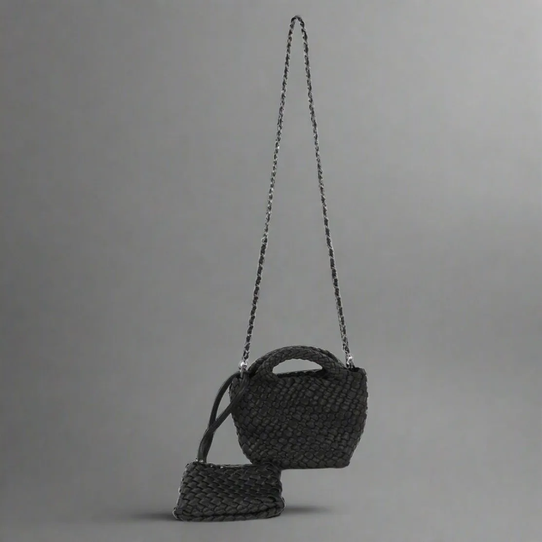 Emaline Black Mini Tote BC Bag with Braided Strap