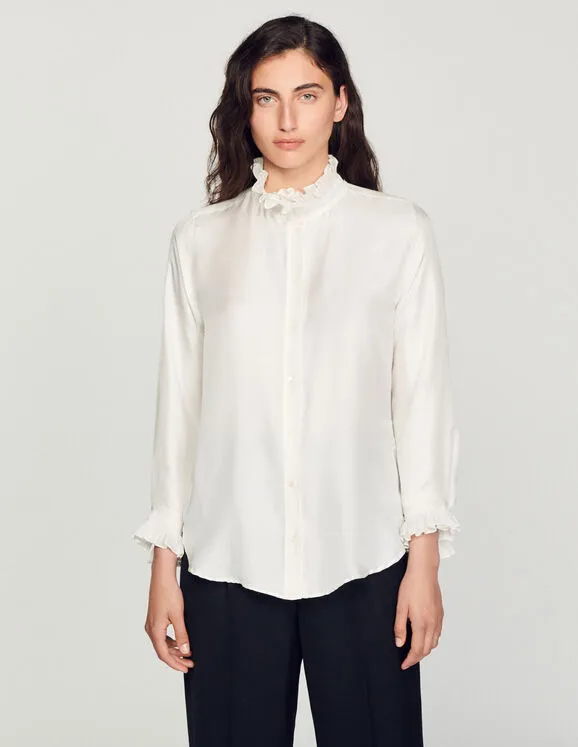 Floaty Shirt With Gathered Collar