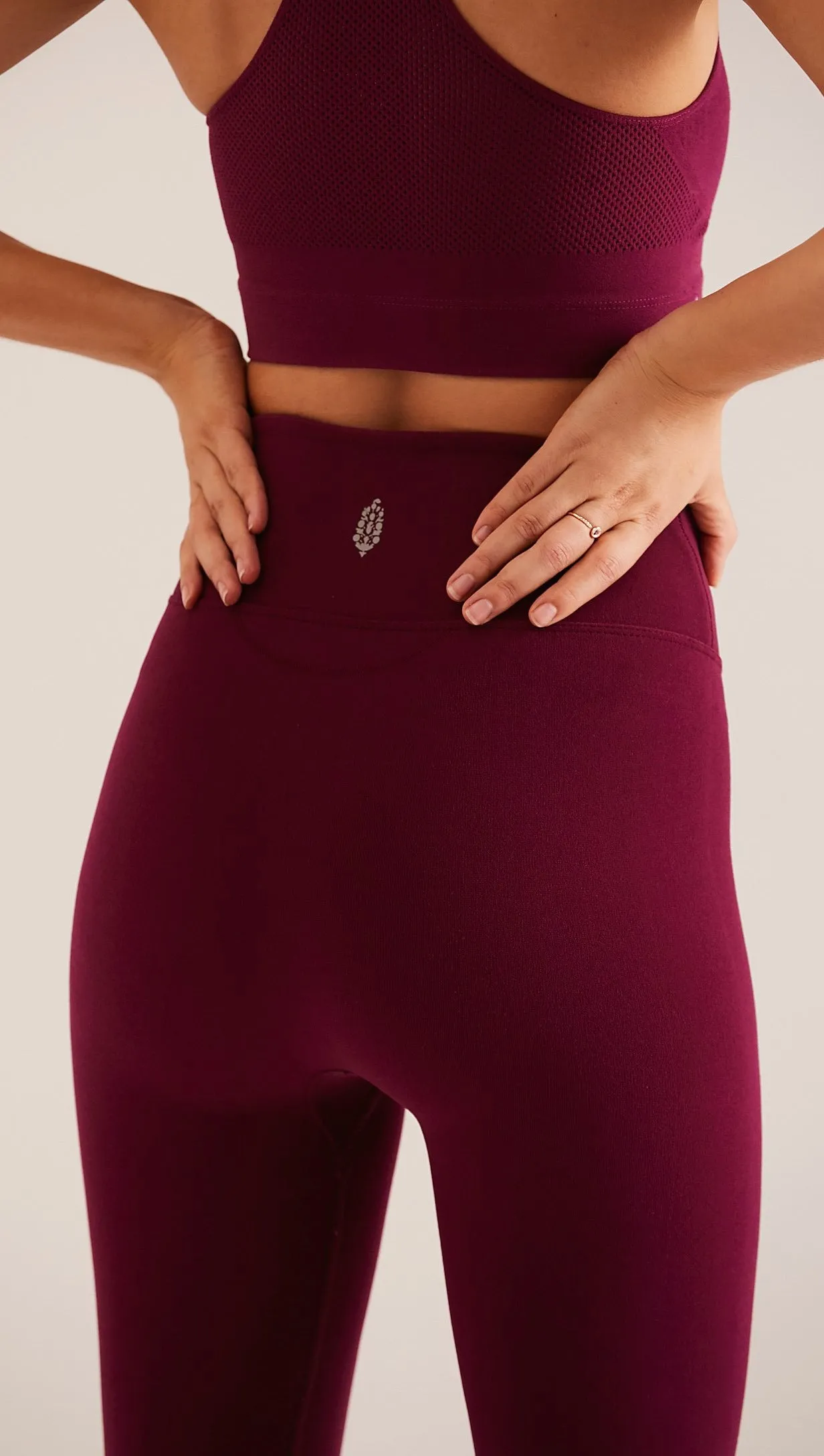 Free People Hi Waist Self Hem Sculpt Legging Purple