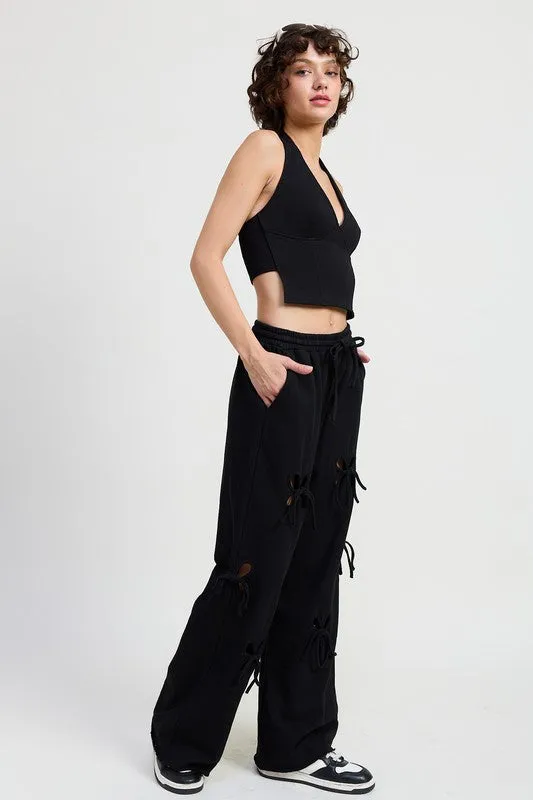 FRENCH TERRY PANTS WITH CUTOUT DETAIL