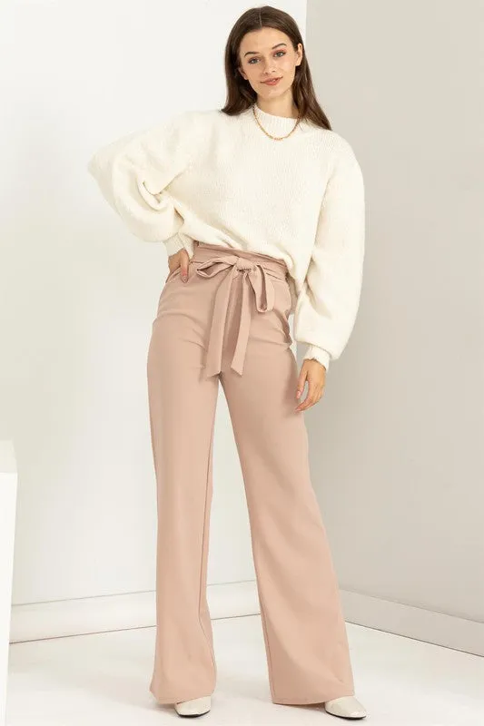 High-Waisted Tie Front Flared Pants