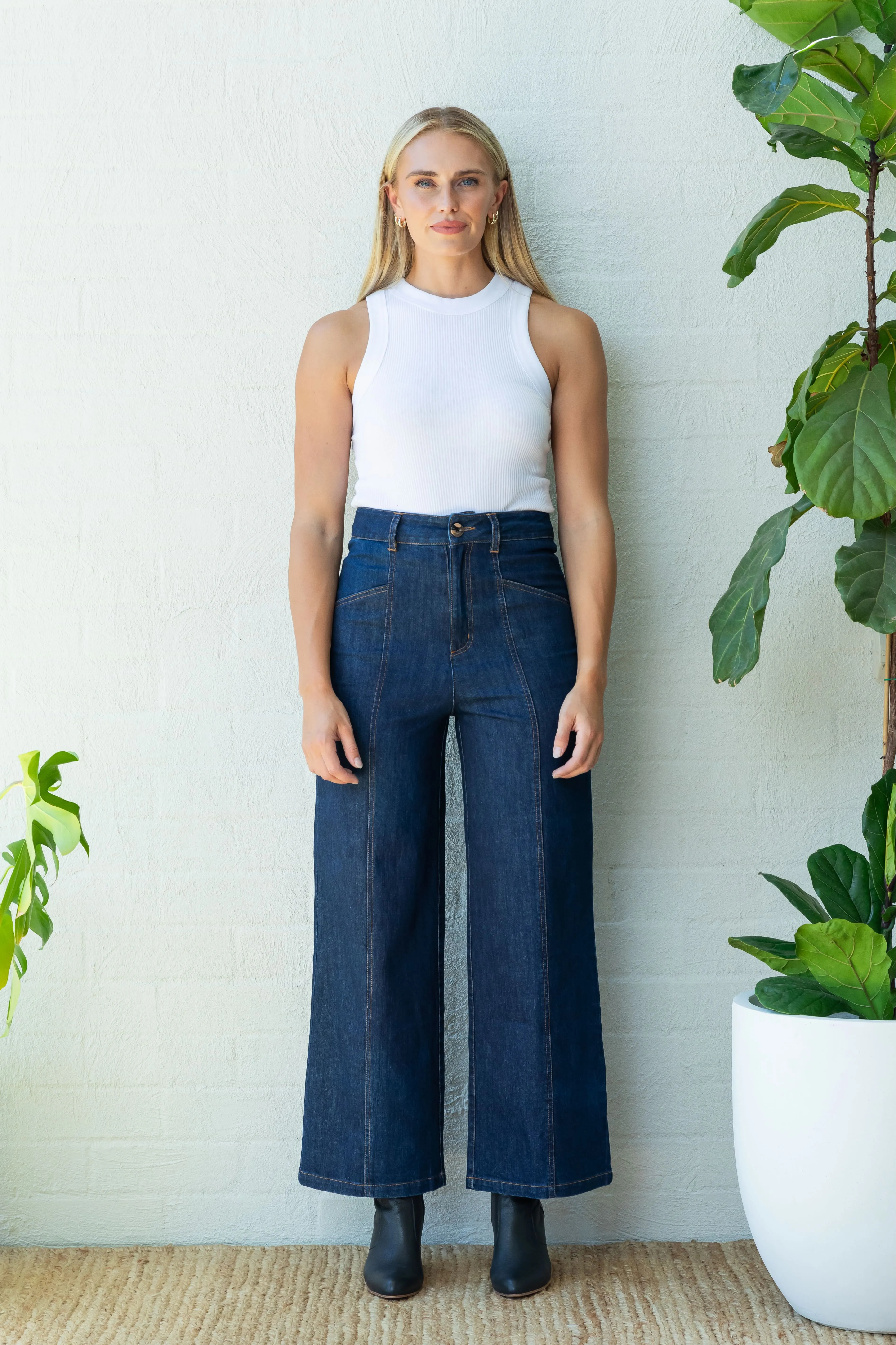 Indigo Denim High Waisted Pants