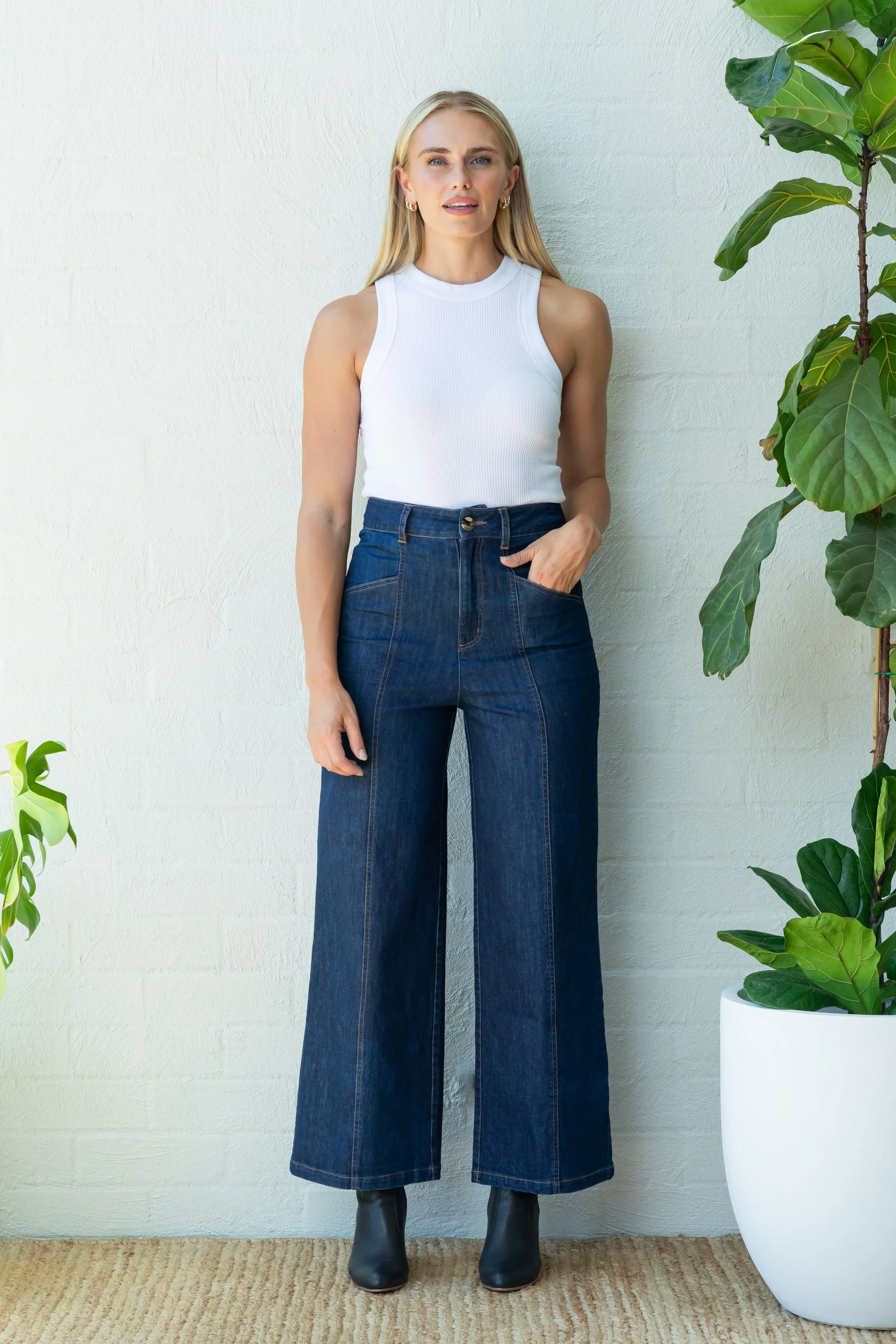 Indigo Denim High Waisted Pants