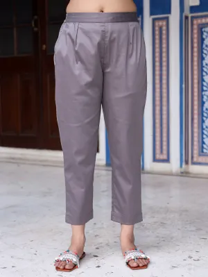 Jashvi Grey Solid Lycra Women Drawstring Pants With Single Side Pocket