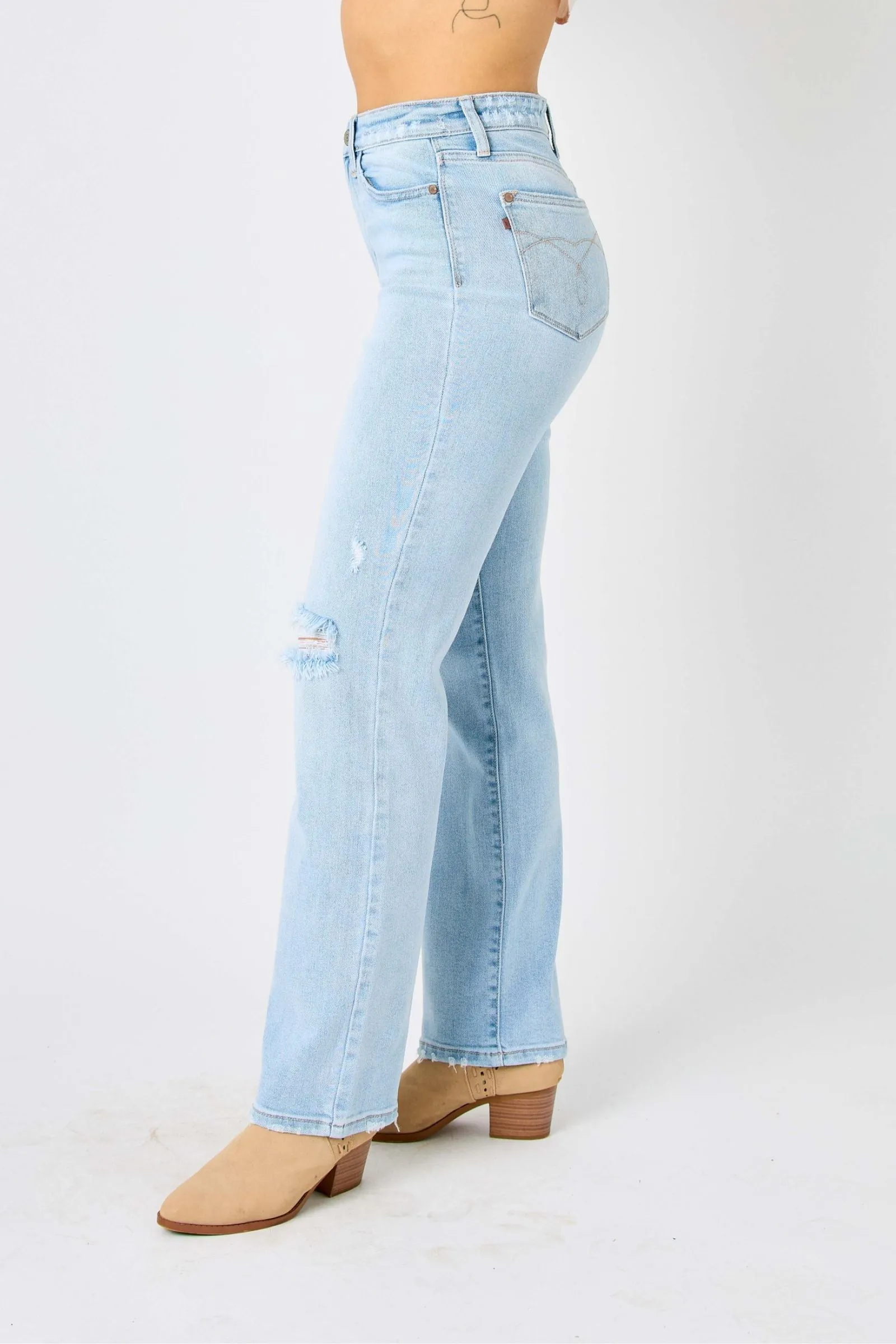 Judy Blue High Waist 90's Back Rip Straight Denim 82600