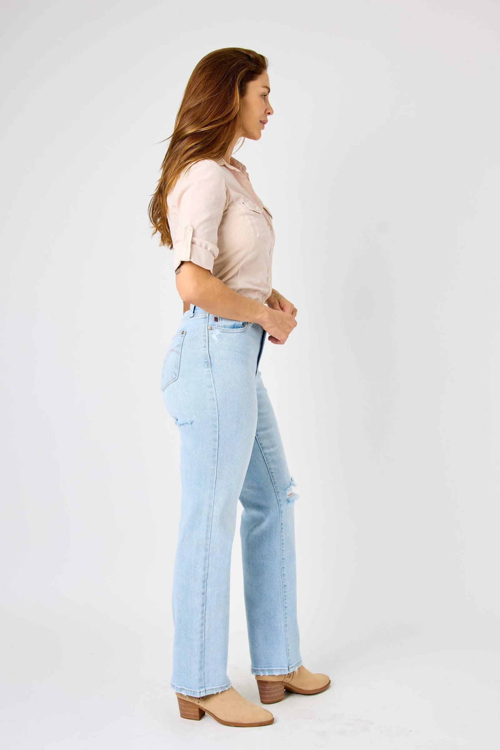 Judy Blue High Waist 90's Back Rip Straight Denim 82600