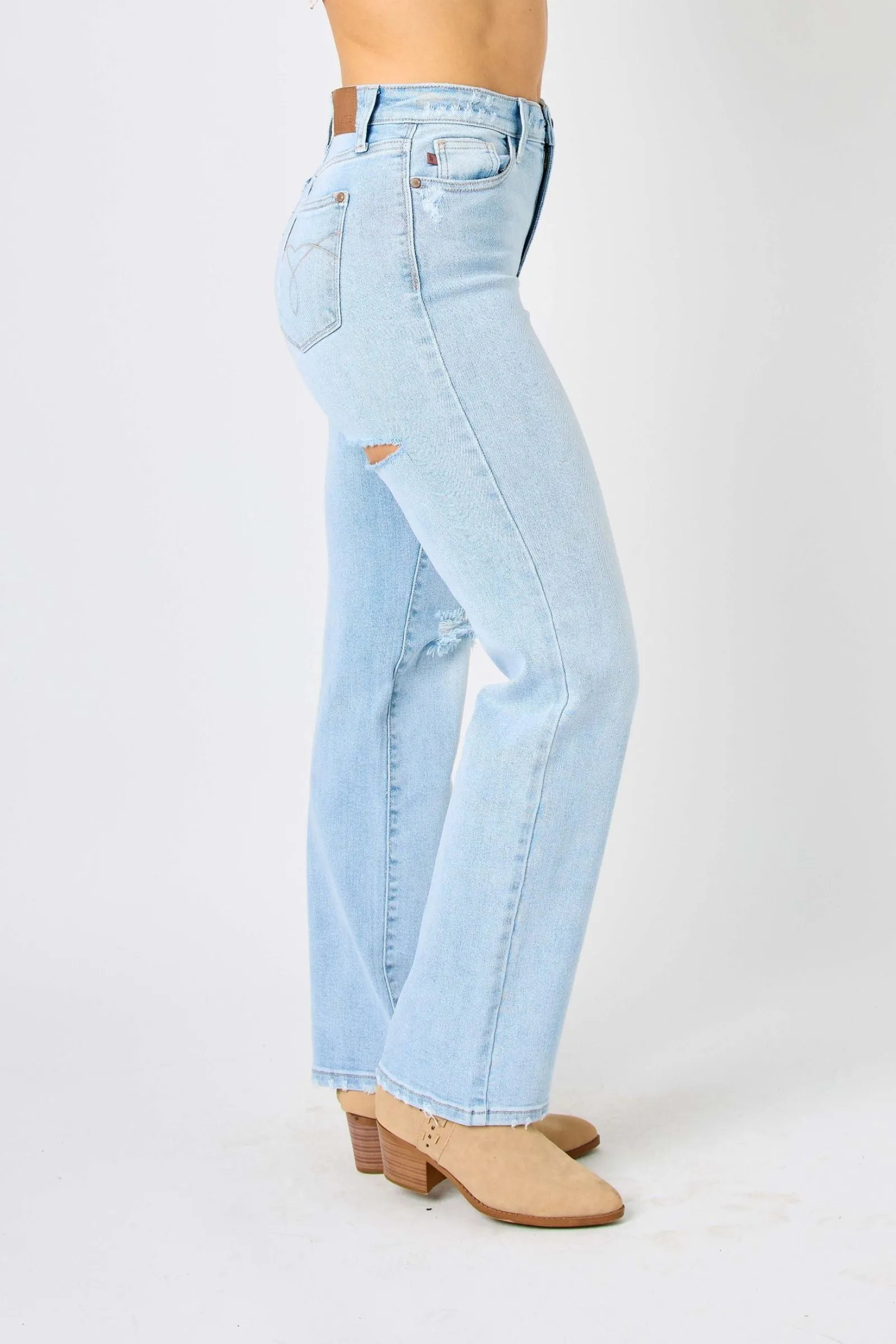 Judy Blue High Waist 90's Back Rip Straight Denim 82600