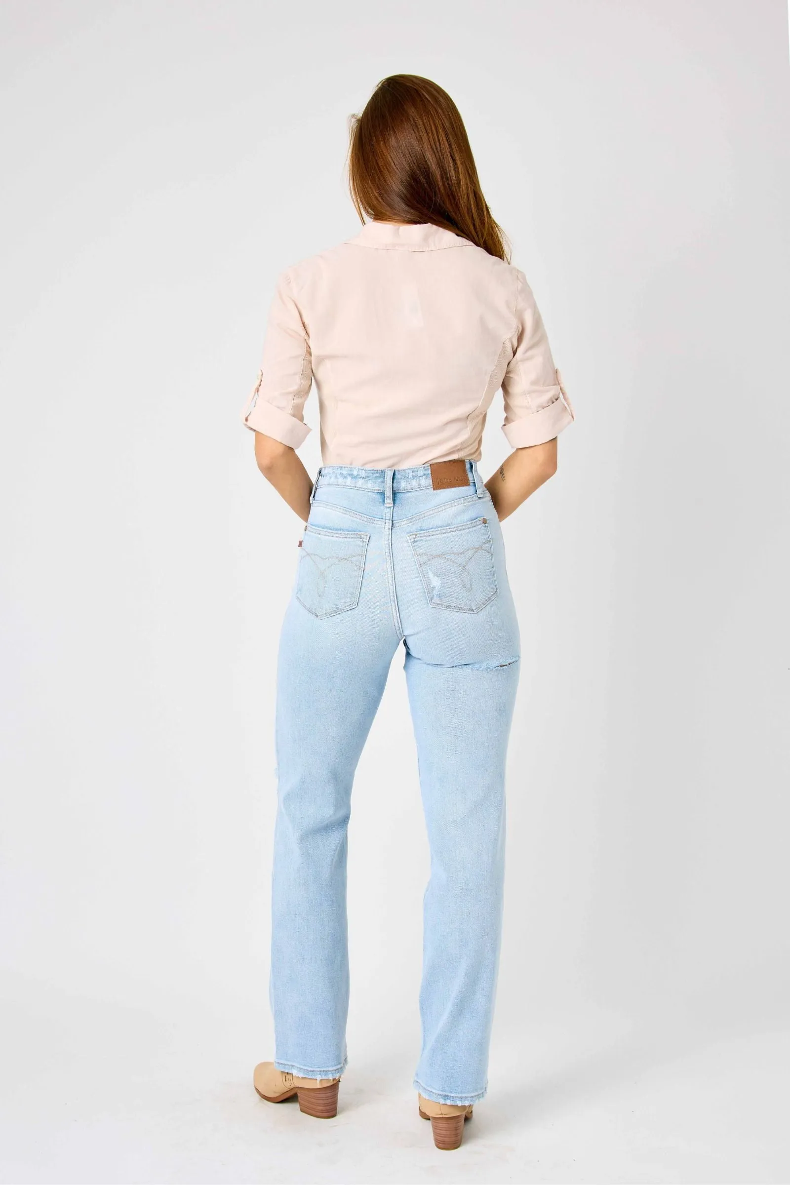 Judy Blue High Waist 90's Back Rip Straight Denim 82600