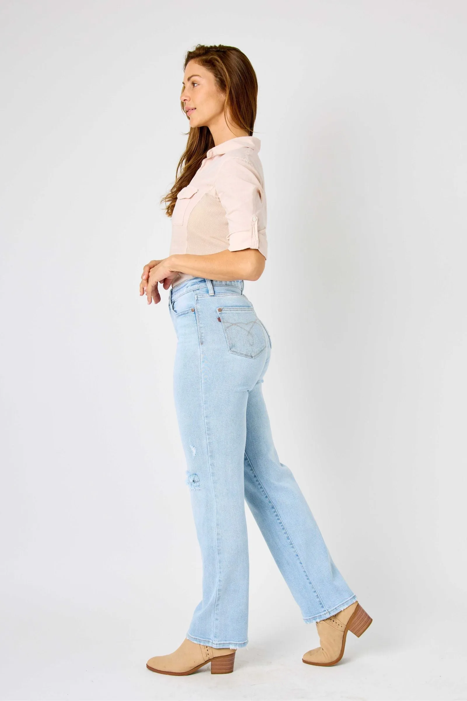 Judy Blue High Waist 90's Back Rip Straight Denim 82600