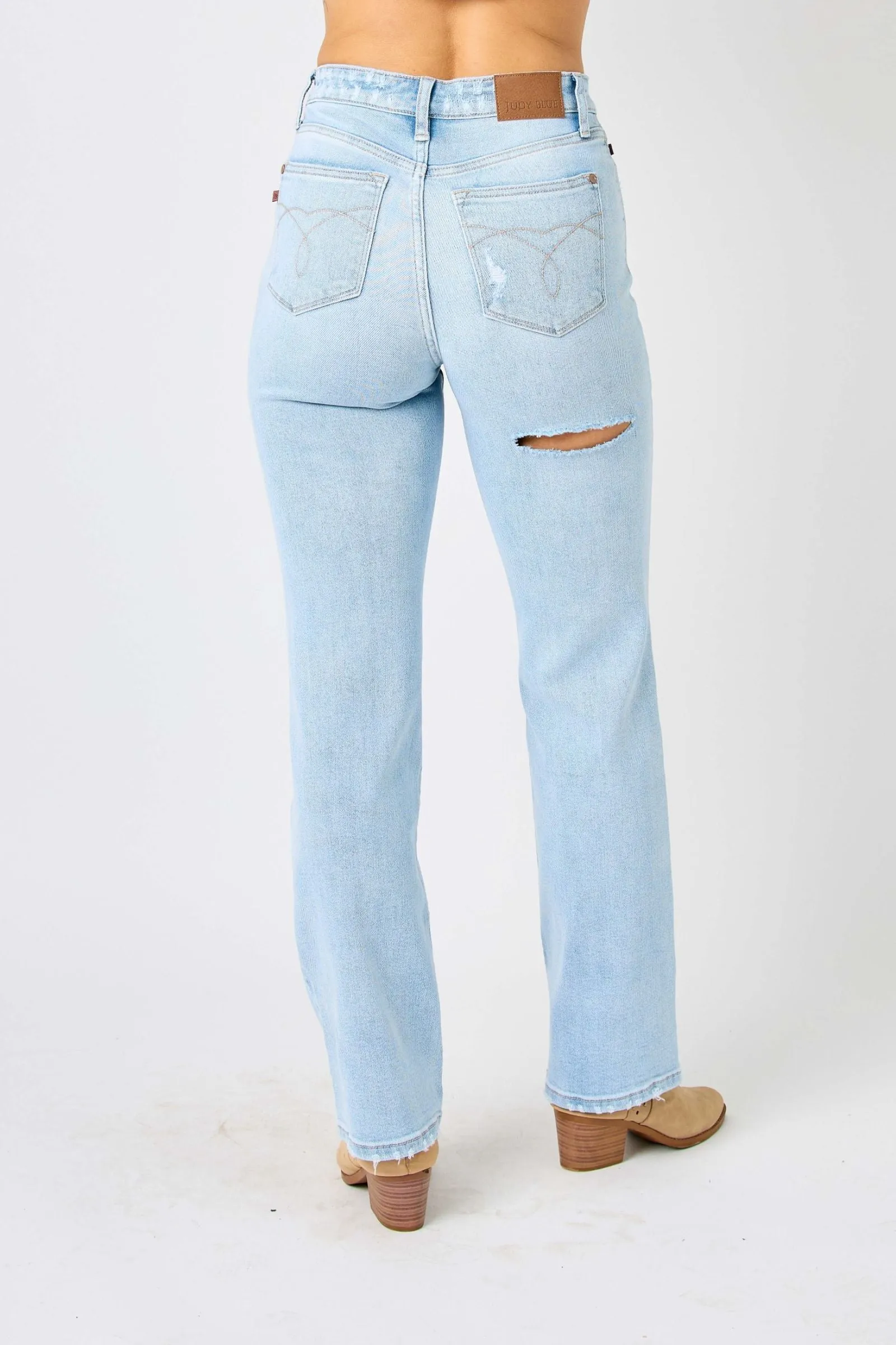 Judy Blue High Waist 90's Back Rip Straight Denim 82600