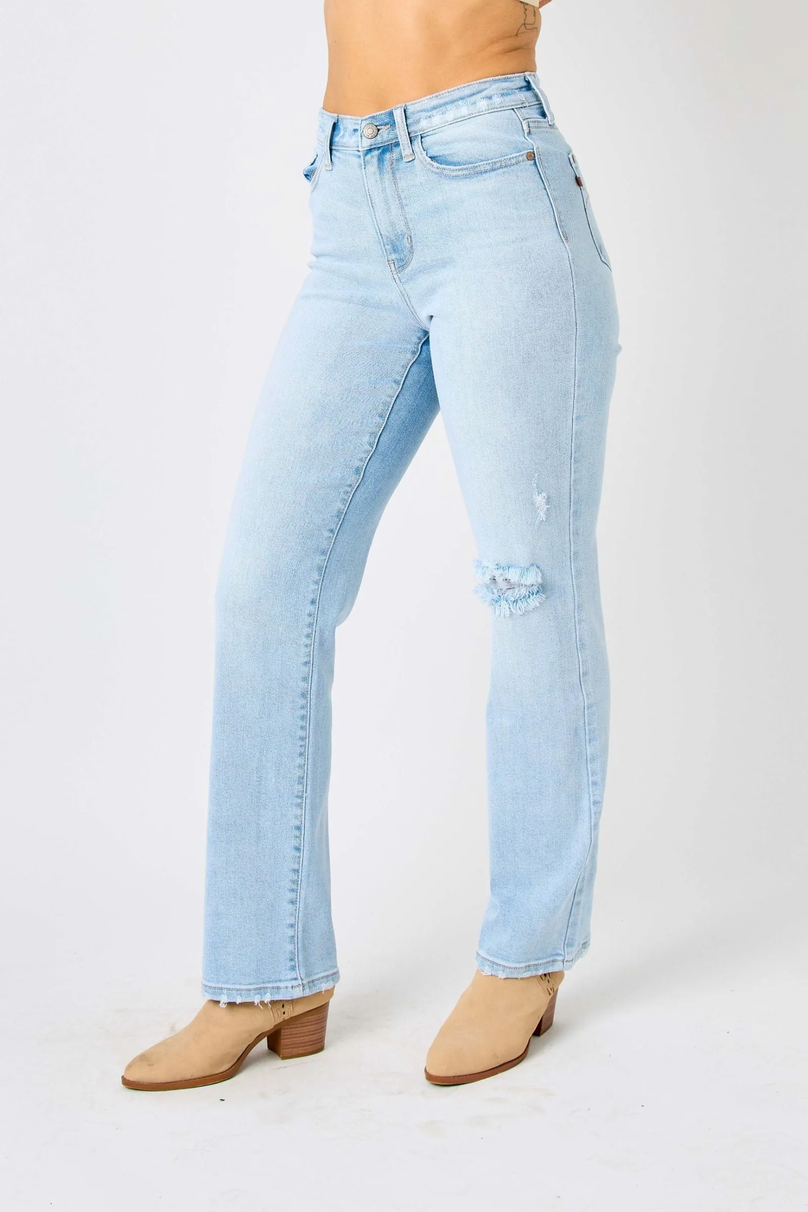 Judy Blue High Waist 90's Back Rip Straight Denim 82600