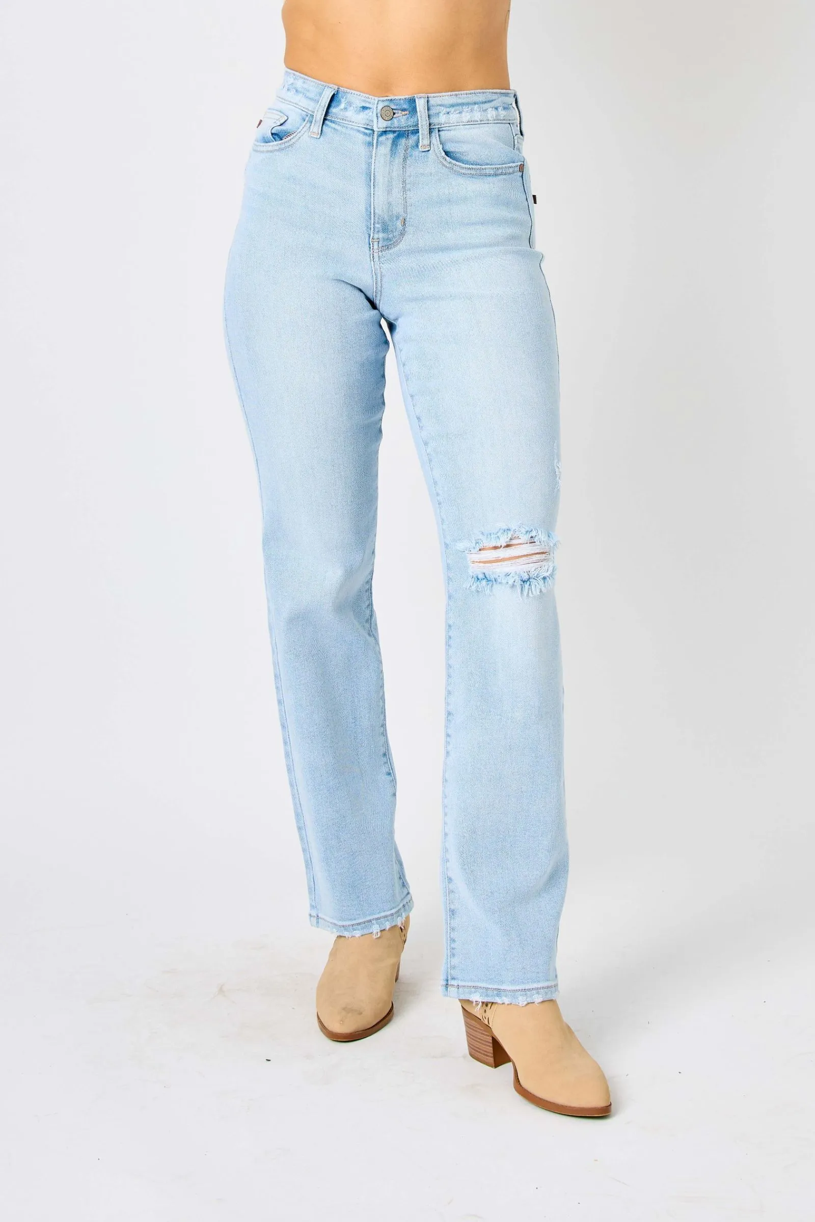 Judy Blue High Waist 90's Back Rip Straight Denim 82600