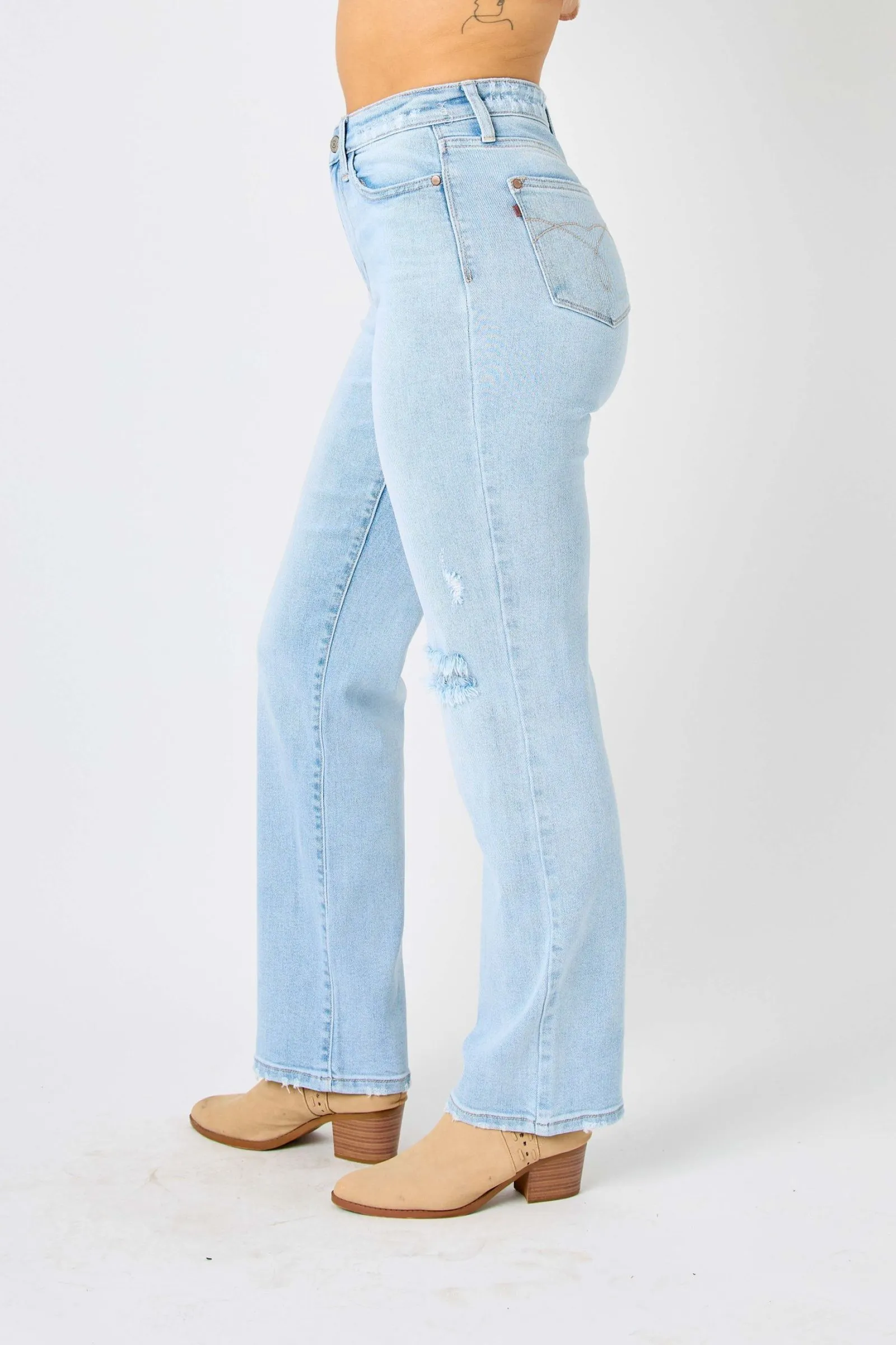 Judy Blue High Waist 90's Back Rip Straight Denim 82600