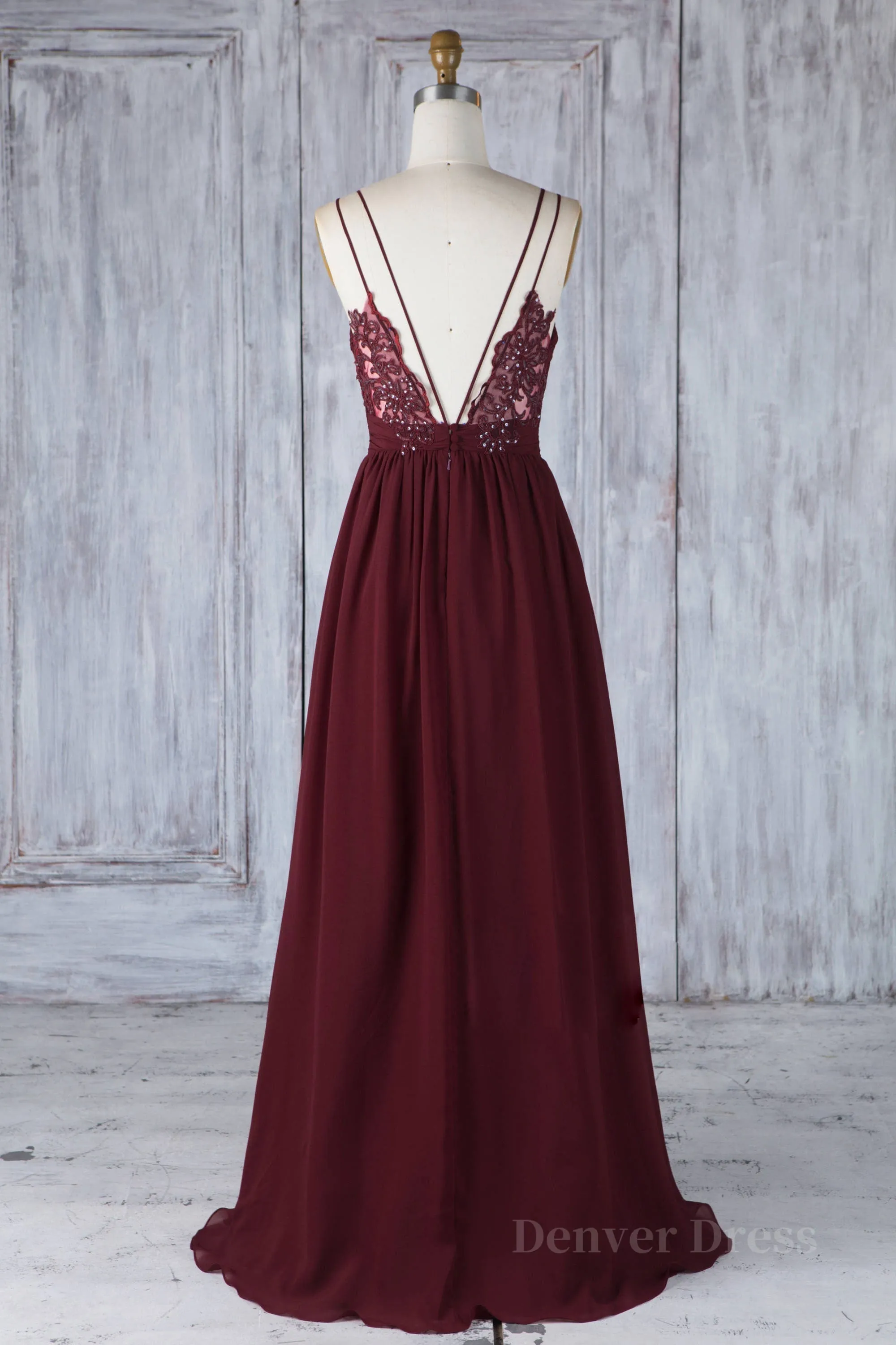 kamahe Burgundy tulle lace long prom dress burgundy lace evening dress