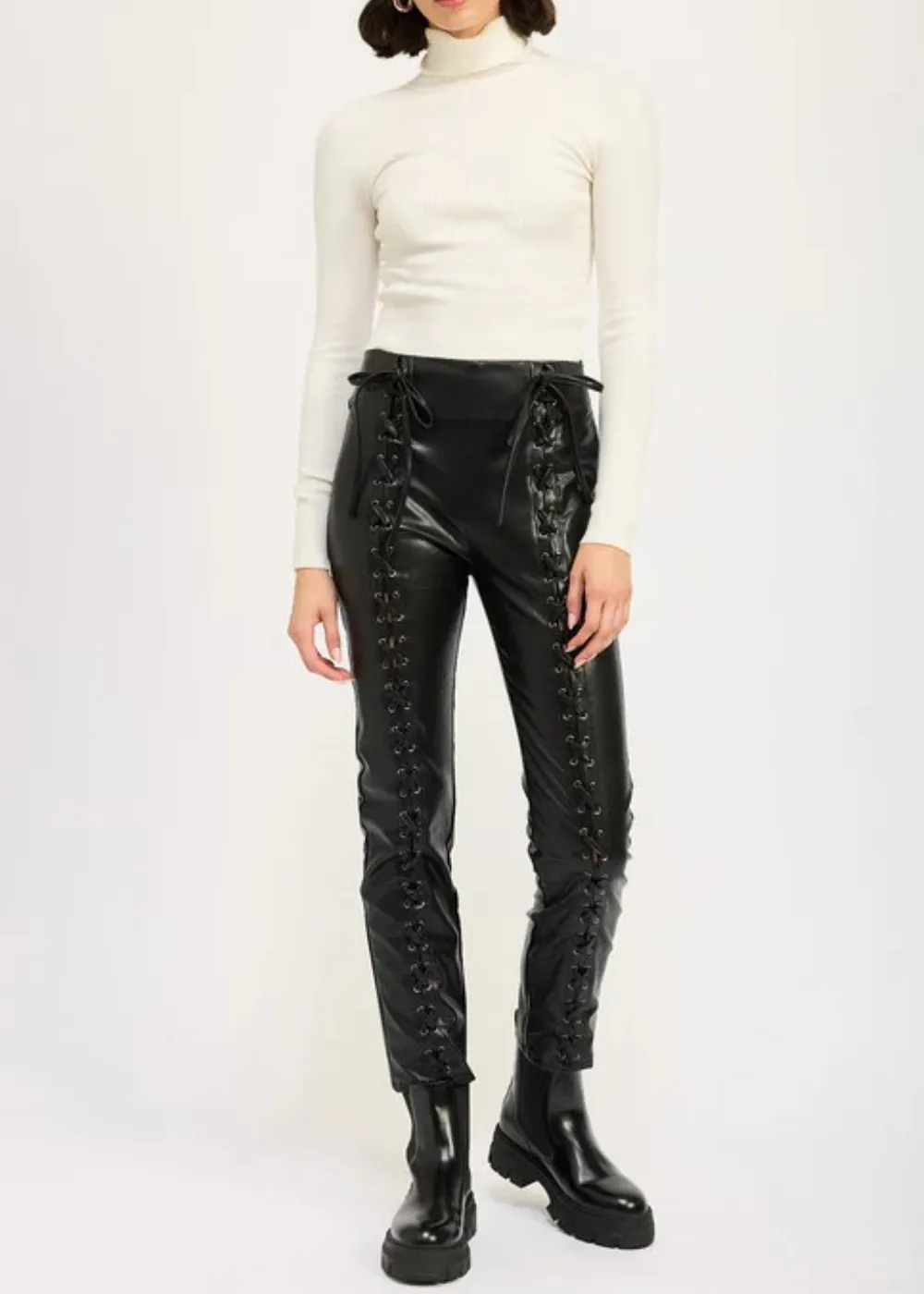 LACE UP LEATHER Pants