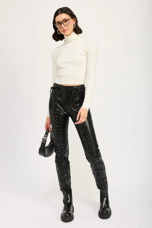 LACE UP LEATHER Pants