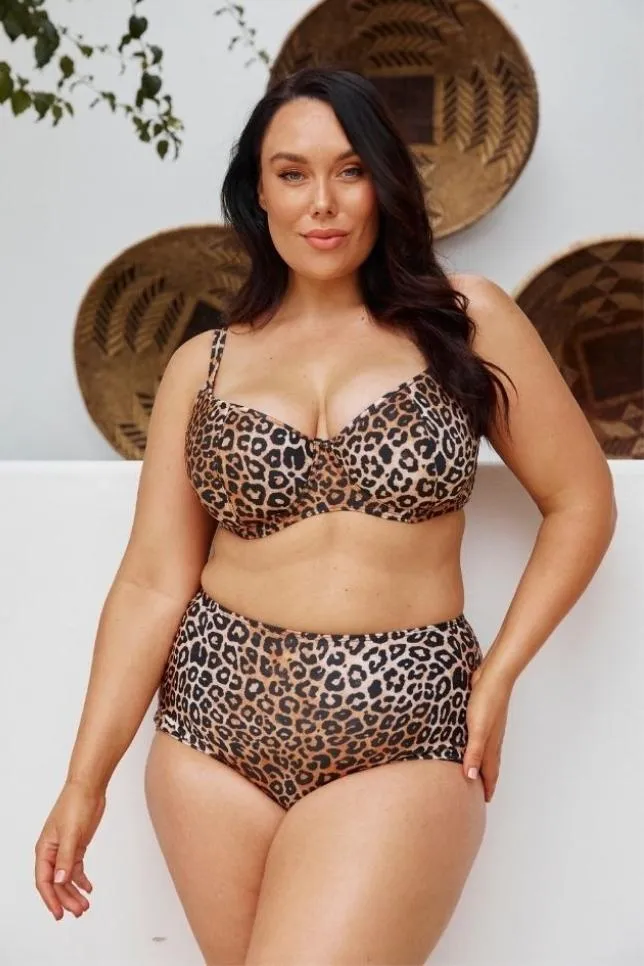 Leopard Sustainable High Waist Bikini Bottoms